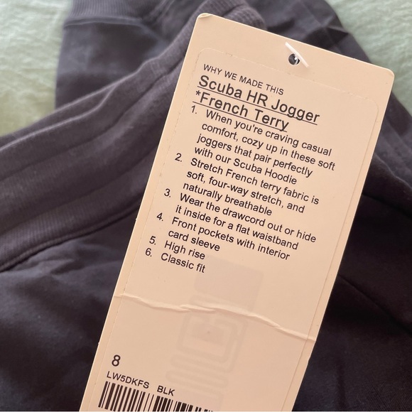 NEW Lululemon Black Scuba High-Rise French Terry Jogger Sweatpants 8 NWT BNWT - Picture 3 of 6